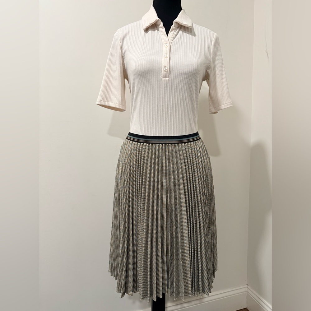 Mystree Elegant Pleated Skirt - Black and White